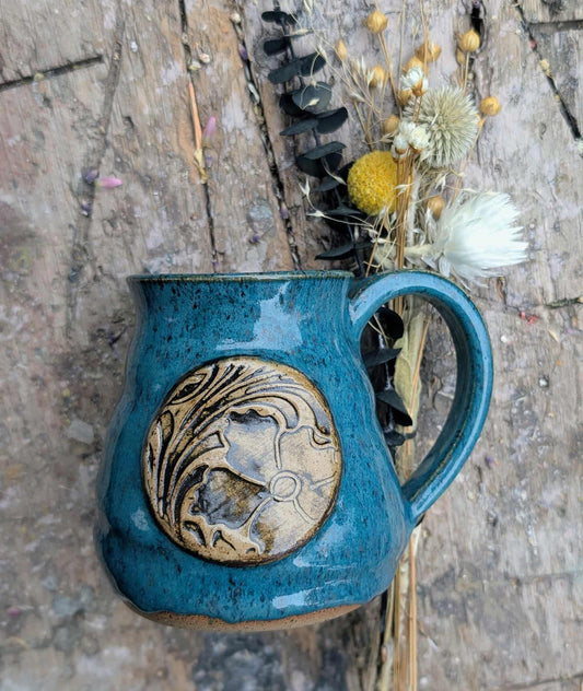 Embossed Turquoise Mug