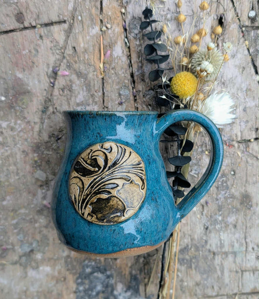 Embossed Turquoise Mug 2
